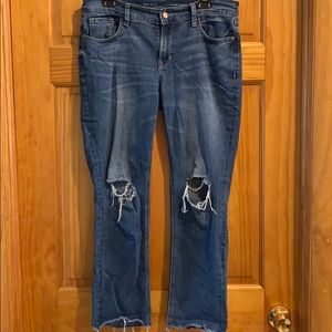 Distressed, Straight Leg Boyfriend Jeans